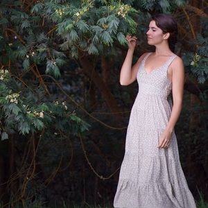 Light Olive Green Daisy Maxi Dress by Mahina Hawaii